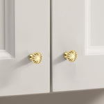 HASTHIP® 2 Pack Cabinet Handles, Brushed Brass Round Drawer Pulls, Soft Gold Knobs for Kitchen Cabinets, Dresser, Wardrobe, Cupboard Furniture Hardware