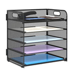 HASTHIP File Holder for Office and School Use featuring 5 Layers with Metal Mesh Handle | 32.5x32.5x23 cm Desk Organizer
