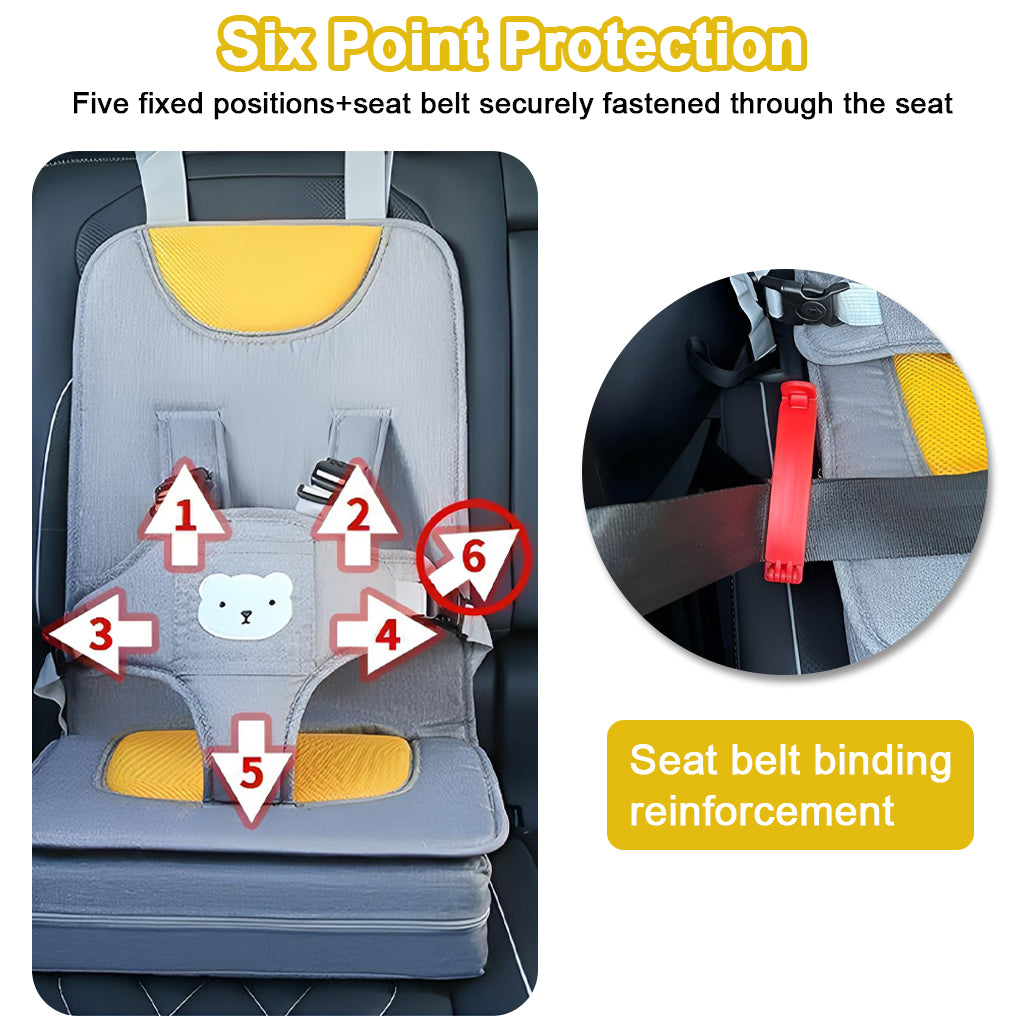 HASTHIP® Asiento de coche infantil plegable y compacto,chaleco de seguridad ligero lino resistente,fácil transportar ideal para viajes y uso diario - Gris
