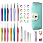 Crochet Hooks Set, Realplus 41 Pcs Full Size Crochet Set, Ergonomic Soft Grip Rubber Handles, Crochet Kits For Beginners Adults, Sister Gift, Crochet Hooks With Case (Green)