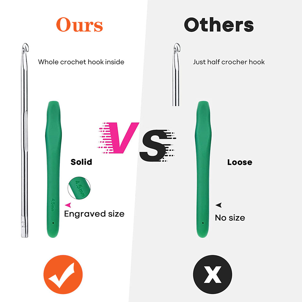 Crochet Hooks Set, Realplus 41 Pcs Full Size Crochet Set, Ergonomic Soft Grip Rubber Handles, Crochet Kits For Beginners Adults, Sister Gift, Crochet Hooks With Case (Green)