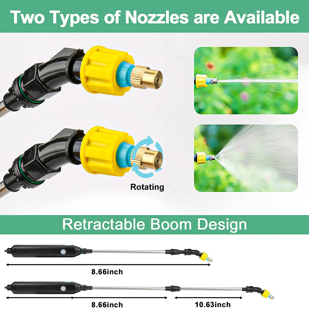 Electric Agriculture Sprayer with 5L Watering Can & 3m Pipe & 2 Nozzles, USB Rechargeable Sprayer Pump, Portable Sprayer with Telescopic Wand for Gardening for Greenhouse Planting Bush Flower