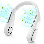 Portable Neck Fan Bladeless, 4000mAh Hands-Free USB Rechargeable Fan with 3 Speeds Change & 360° Twist, Lightweight Silicone Neck Cooling Fan for Travel, Walking, Commuting, Indoor Use, White
