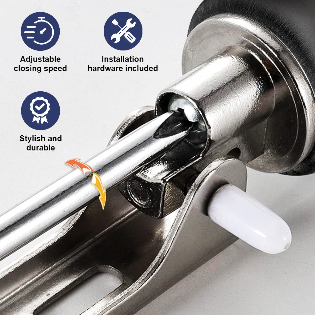 Door Closer Aluminum Alloy Safety Pneumatic Hydraulic Buffer Automatic Door Closer, Adjustable Speed Quiet Door Closer for Wooden Door, Metal Door, Security Door, Weight Up to 35 Kgs (Brown)