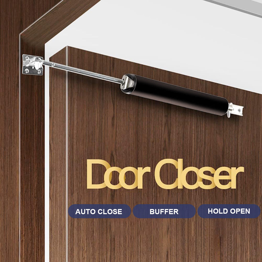 Door Closer Aluminum Alloy Safety Pneumatic Hydraulic Buffer Automatic Door Closer, Adjustable Speed Quiet Door Closer for Wooden Door, Metal Door, Security Door, Weight Up to 35 Kgs (Brown)