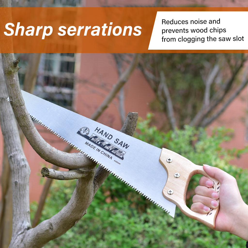 45cm Hand saw for Wood, Plywood Cutting, Heavy Duty SK-4 Steel Handsaw for Pruning, Gardening, High Cutting Efficiency, Hand-Crafted Tool for Carpenter
