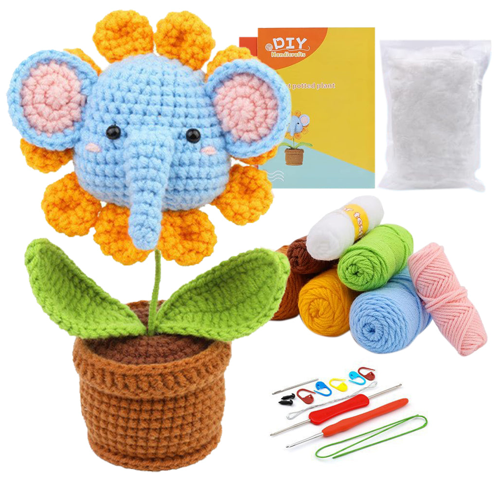HASTHIP® Crochet Stuffed Animal Kit Crochet Kit for Beginners Elephant –  Hasthip