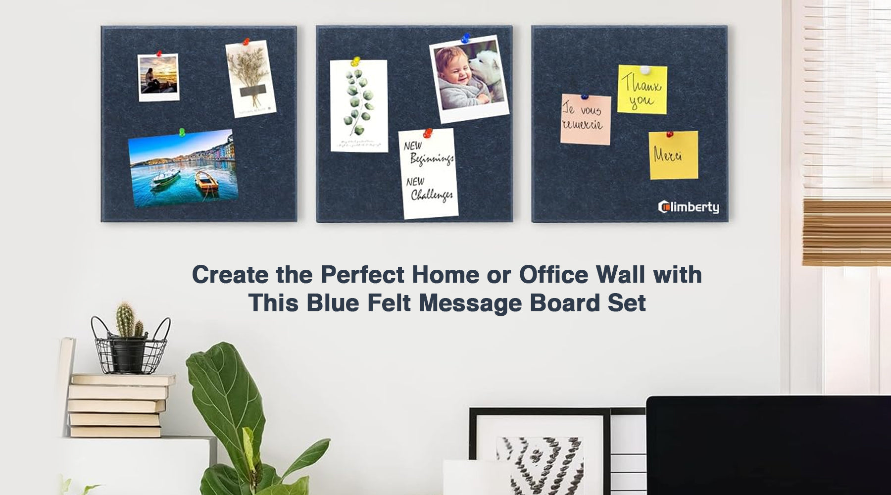 Create the Perfect Home or Office Wall with This Blue Felt Message Boa ...
