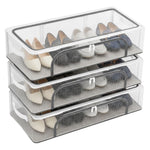 HASTHIP® 3PCS Under Bed Shoe Storage Box Organizer with Zip-up Cover,Stackable Foldable Shoe Container for Closet Space Saving,Clear Window Drawer for Sneakers Heels Boots