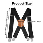 HASTHIP Suspenders for Men, 2 Inch Wide Elastic X-Back Braces with Leather Patch and Strong Clips, Adjustable Fit