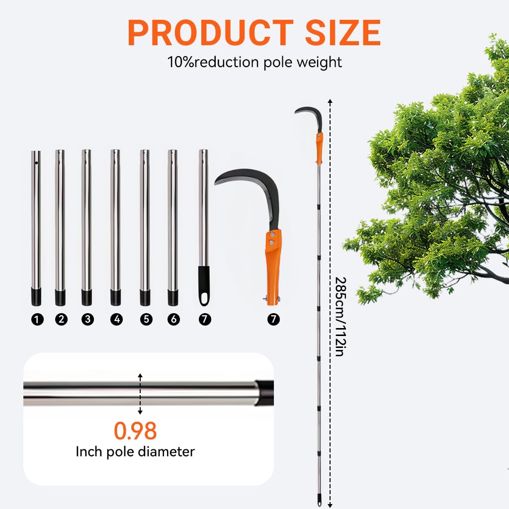 HASTHIP 285cm Telescopic Fruit Picker with Curved Blade
