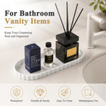 HASTHIP Silicone Vanity Tray with White Marble Look, Lace Edge and Easy-Wipe Surface for Home