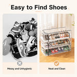 HASTHIP® 3PCS Under Bed Shoe Storage Box Organizer with Zip-up Cover,Stackable Foldable Shoe Container for Closet Space Saving,Clear Window Drawer for Sneakers Heels Boots
