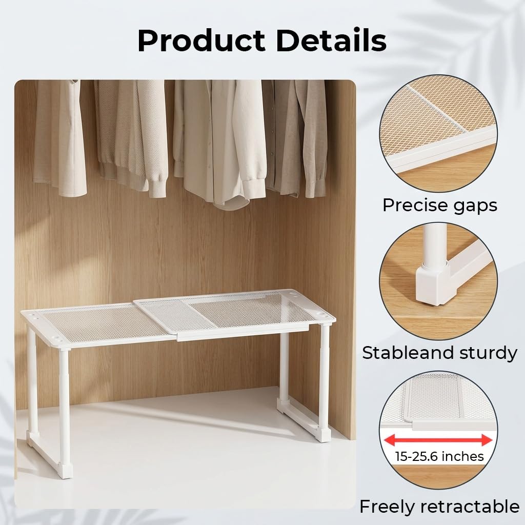 HASTHIP Adjustable Wardrobe Storage Shelf 38–65cm