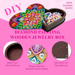HASTHIP® DIY Diamond Paint Art Kit Colorful Mandala Flower Wooden Jewelry Box Assembly Empty Heart-shaped Wooden Storage Organizer DIY Diamond Paint Gift Box Christmas Gift Birthday Gift, 22x20x4cm