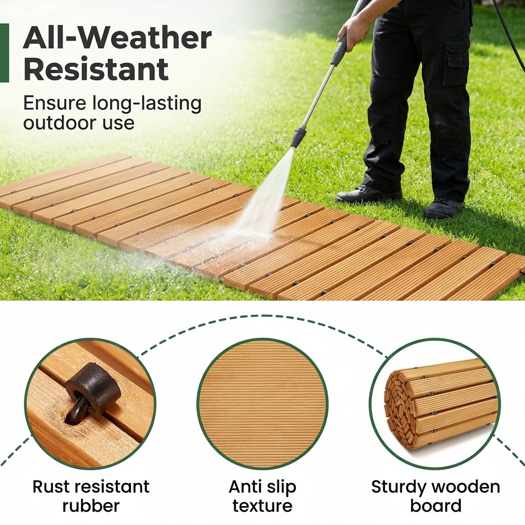 HASTHIP 4FT Roll-Out Wooden Garden Pathway – Orange