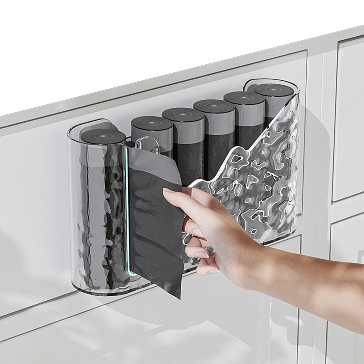 HASTHIP® Trash Bag Dispenser, Trash Bag Holder Wall Mount, Hanging Garbage Bag Dispenser, Trash Bag Roll Holder for Plastic Bags Countertop, Home Decor Under Kitchen Sink Organization