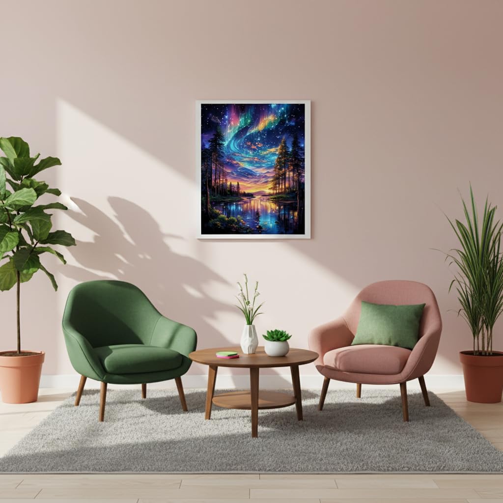 HASTHIP Aurora Forest Paint by Numbers Kit for Adults & Kids