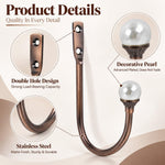 HASTHIP 2-Pack U-Shaped Aluminum Alloy Curtain Tiebacks with Decorative Pearl Ends, 15 x 10 cm