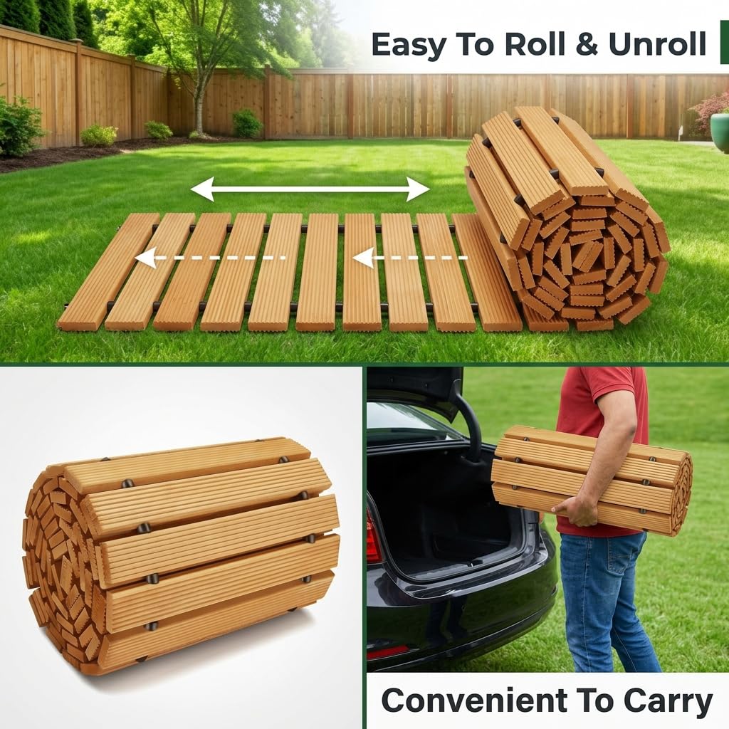 HASTHIP 4FT Roll-Out Wooden Garden Pathway – Orange
