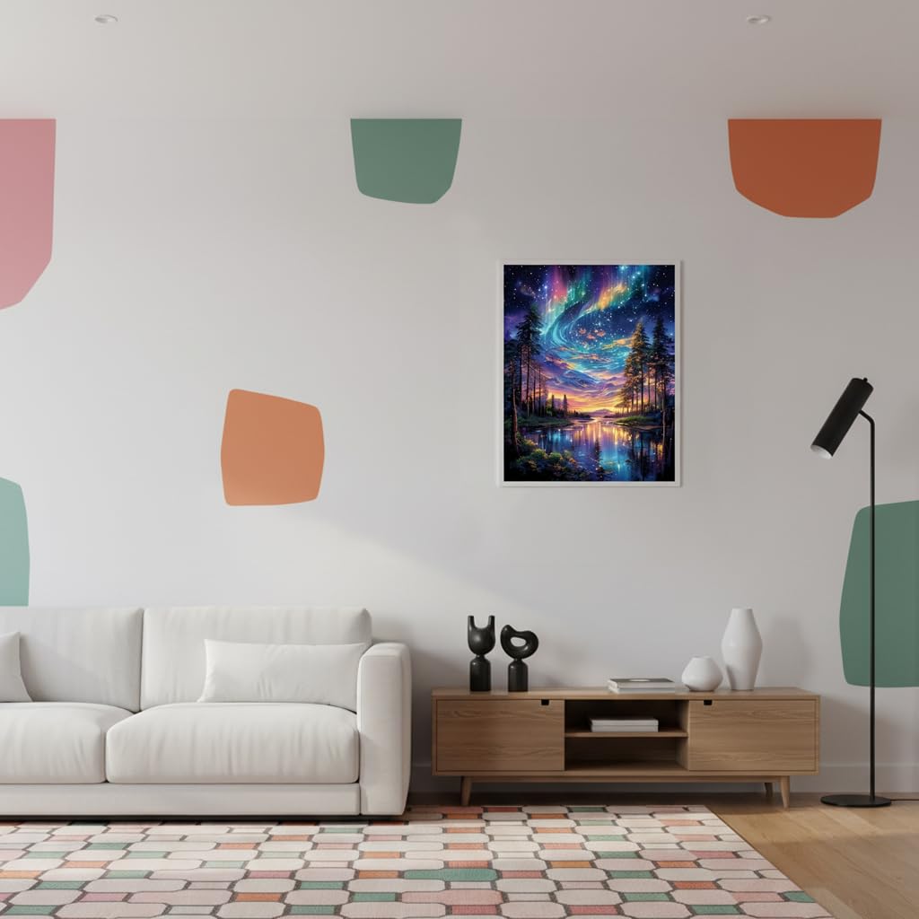 HASTHIP Aurora Forest Paint by Numbers Kit for Adults & Kids