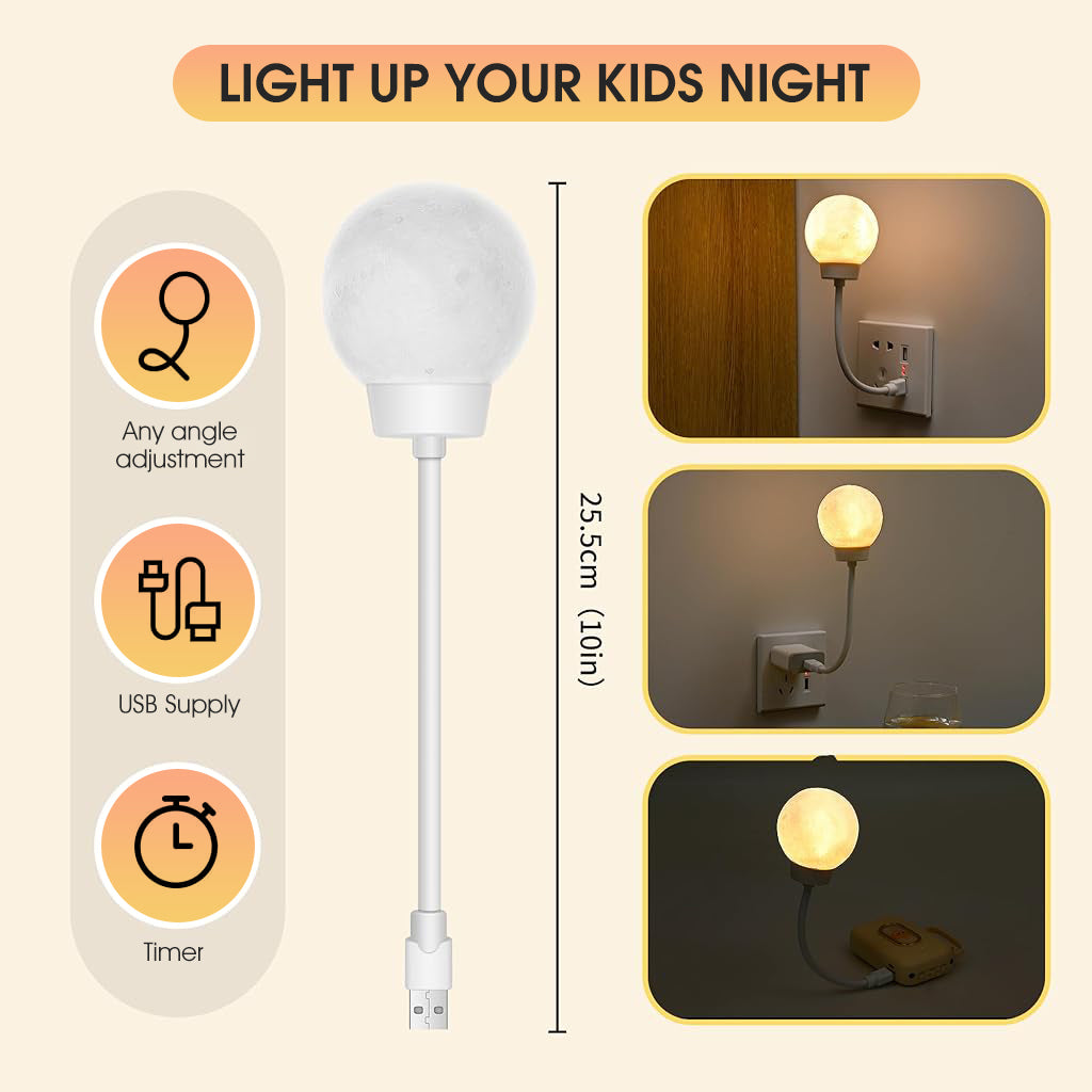 HASTHIP® Night Light for Kids, Voice Control Moon Night Light for Baby Nursery, USB Plug-in