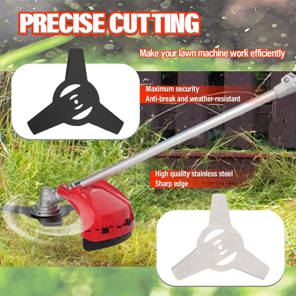 HASTHIP Weeder Blades Replacement 4 Pack for Grass Trimmers and Lawn Mowers | Manganese Steel Three-Point and Flat Blades