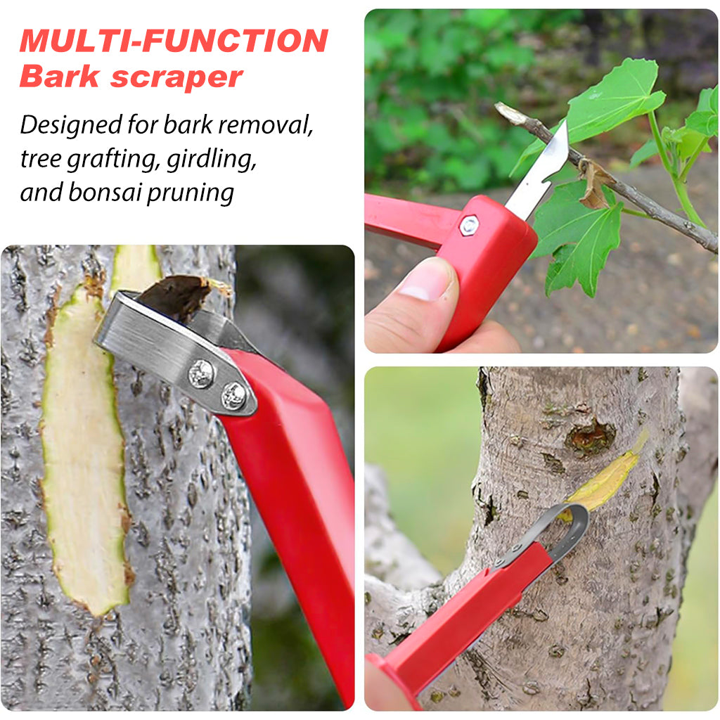 HASTHIP® 2Pcs Tree Draw Debarking Spud Folding Dual End Debarking Tool with Cutter Manganese Steel 3 in 1 Bark Removal Tool