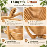 HASTHIP Foldable Bamboo Fruit Basket with Space-Saving Design and Stable Cross-Support Base