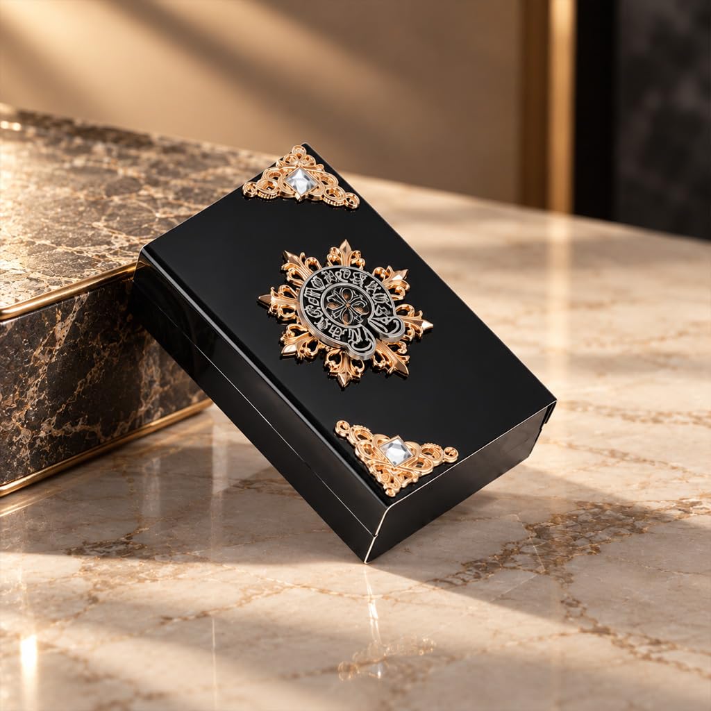 HASTHIP Cigarette Case, Slim Portable Metal Box with Sliding Cover, 18 to 20 Capacity, Black