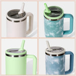 HASTHIP® 2Pcs Flip Straw Lid Replacement 40 oz Fit for Stanley, Leak Proof for Stanley Lid, Tumbler Lid Replacement Reusable Tumbler Cover Stanley Cup Accessories, White & Green