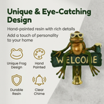HASTHIP Frog Doorbell Sign with Resin Wall Decor, Metal Bell, Pre-Punched Hole, 15x15x5cm