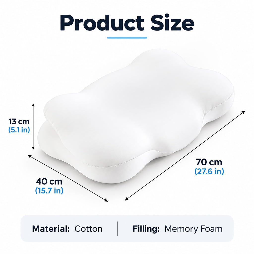 HASTHIP Contoured Memory Foam Cervical Pillow with Dual Adjustable Height for Multiple Sleep Positions
