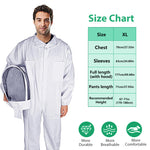 HASTHIP® Bee Suit with Protective Mesh Face Cover Hood Zip Up Long Sleeve Jumpsuit Breathable Outdoor Summer Bee Suit for 175-185cm Height Adult