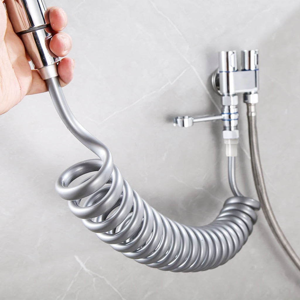 HASTHIP® 6.6ft Flexible Bidet Sprayer Hose Spring Coil Hose Toilet Bidet Modification Water Hose Universal Stainless Steel Connectors for Most Plumbing System Threading