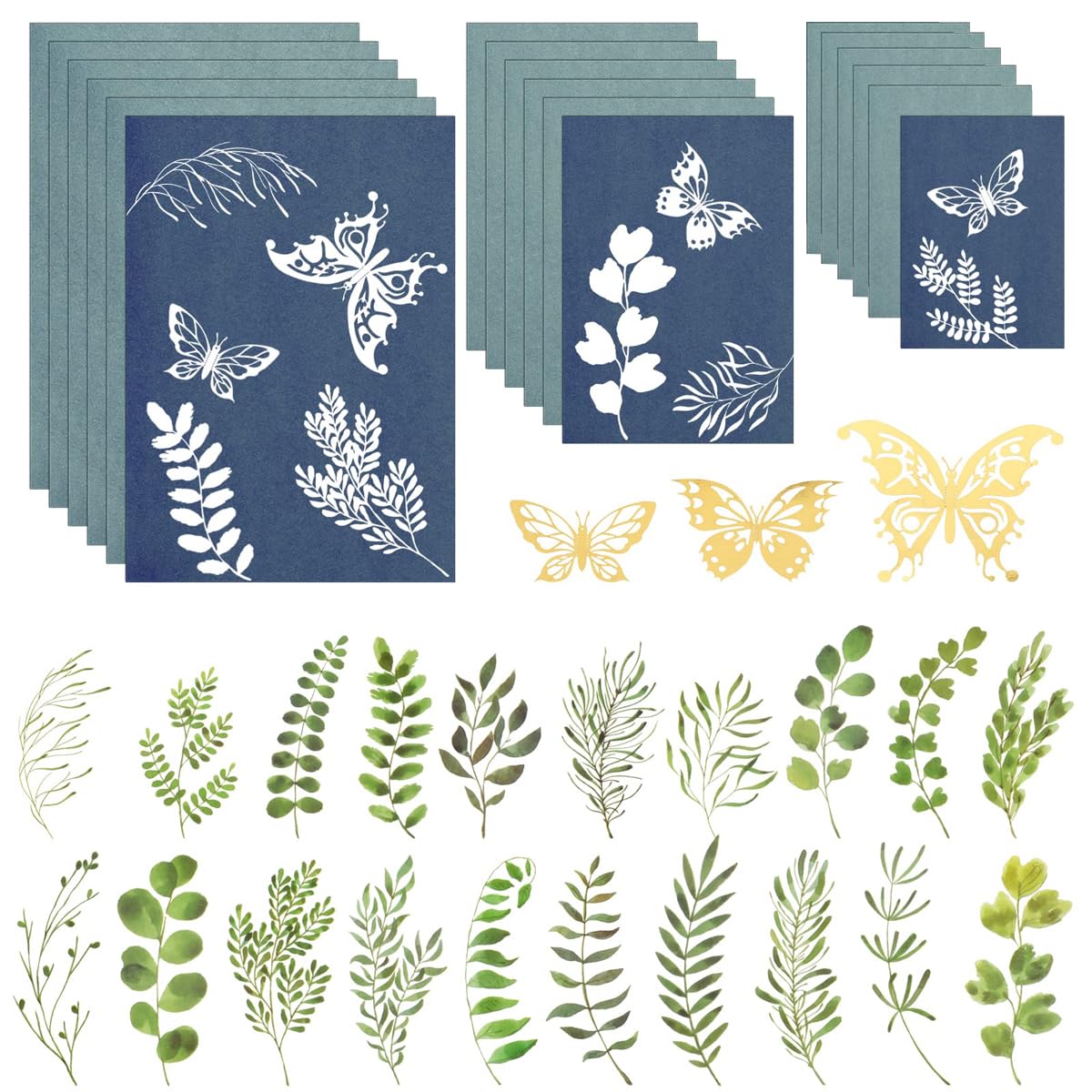 HASTHIP 16 Pieces Cyanotype Paper Kit with A4, A5 and A6 Sun-Print Sheets for DIY Projects