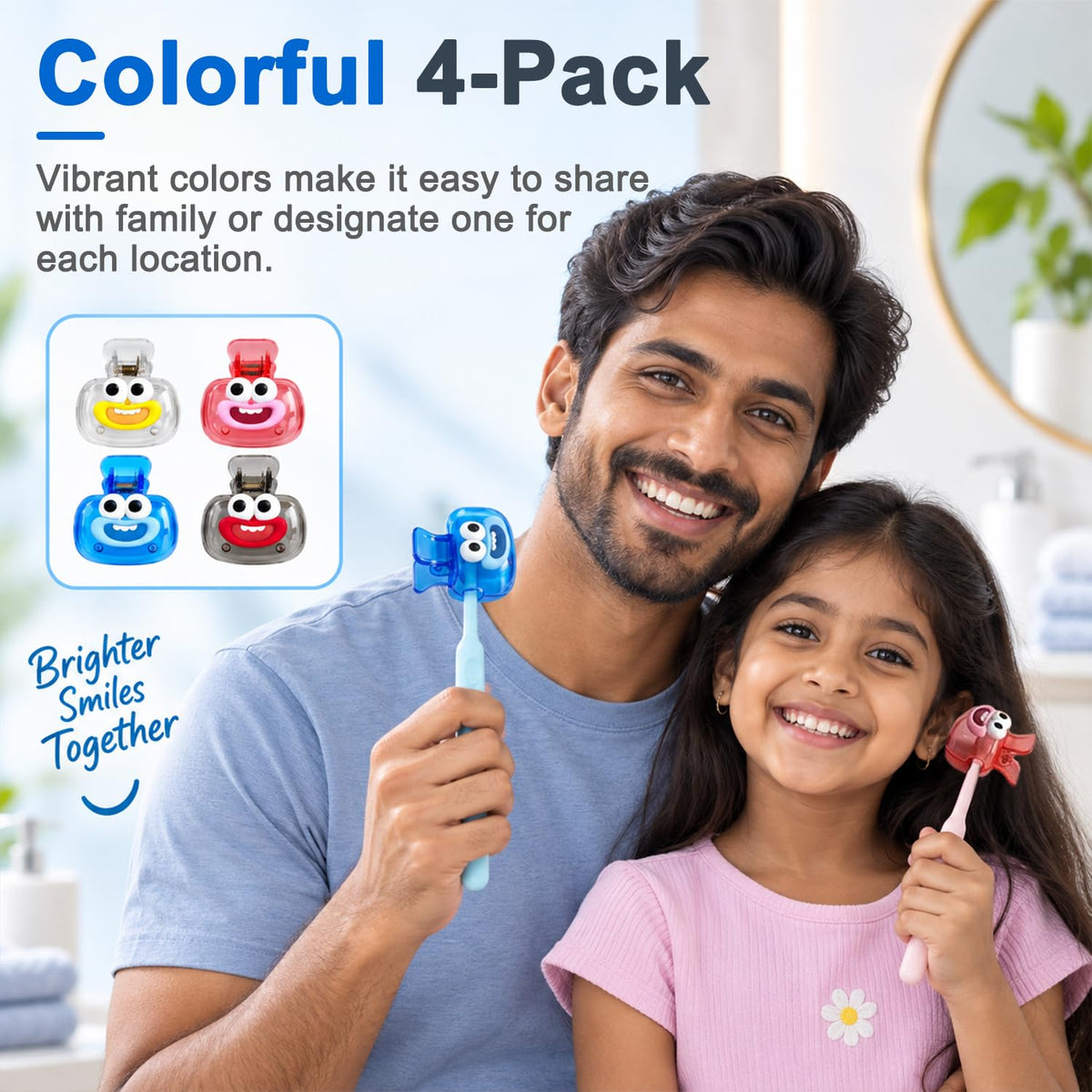 HASTHIP Cartoon Toothbrush Head Covers, 4-Pack Ventilated Clip-On Travel Protectors