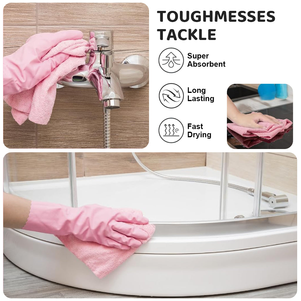 HASTHIP® Microfiber Cleaning Cloth Pre-Cut Tear Away Microfiber Cleaning Cloth Roll Cleaning Cloths and Wipes Dusting Cloth Highly Absorbent Reusable Multipurpose Cleaning Cloth Roll 25x25cm Pink