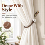 HASTHIP 2-Pack U-Shaped Aluminum Alloy Curtain Tiebacks with Decorative Pearl Ends, 15 x 10 cm