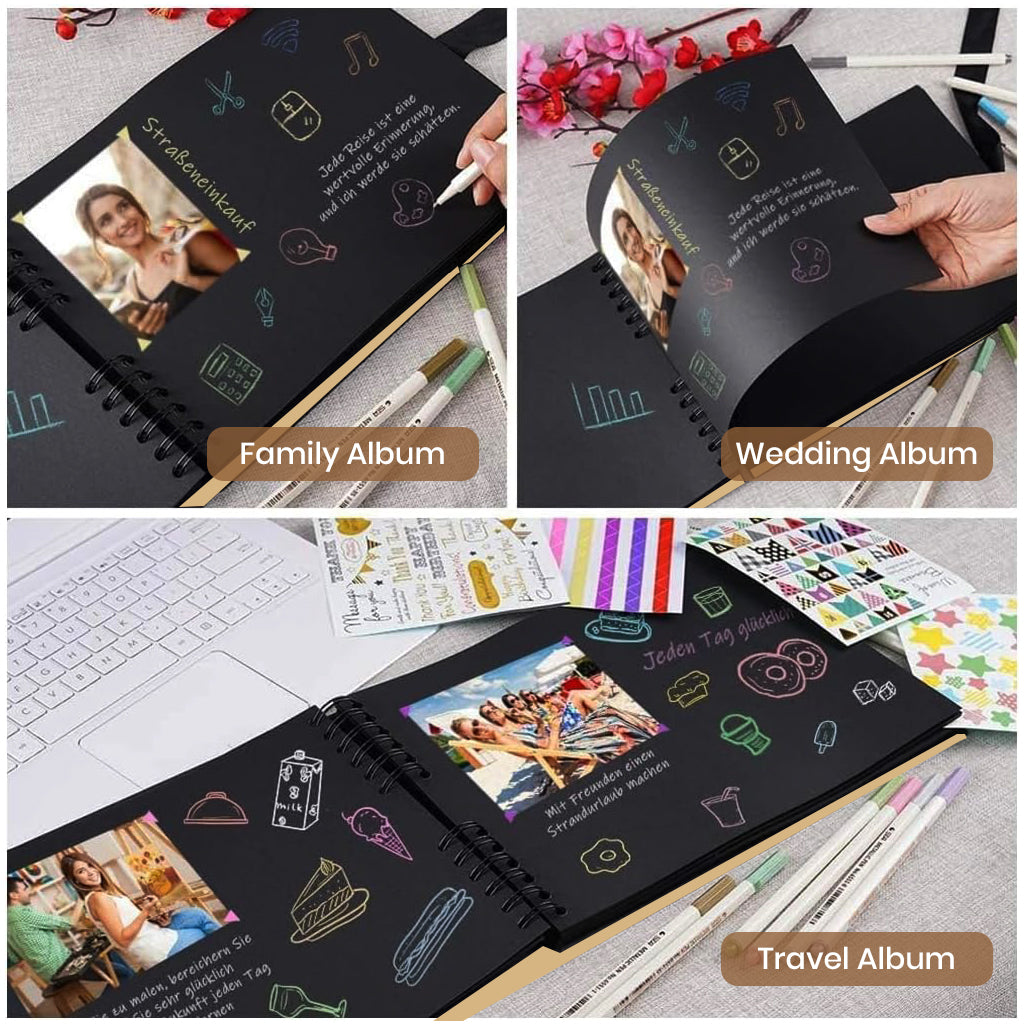 HASTHIP DIY Photo Memory Scrapbook Kit with Spiral Album, Cover Window and Decorative Accessories