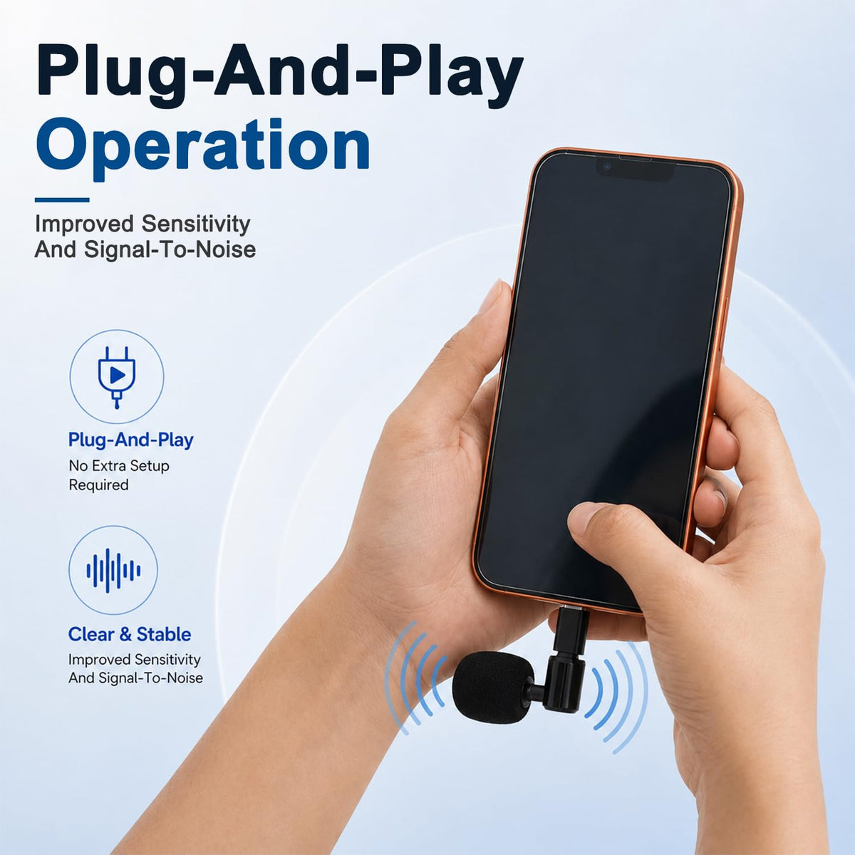 HASTHIP Mini USB-C Condenser Microphone with 90-Degree Rotation, Metal Body and Foam Windscreen