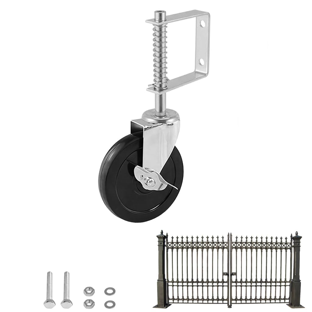 HASTHIP® 4'' Heavy Duty Gate Caster Wheel with Spring Loaded, 250-500 lbs Load Capacity, Zinc Alloy Gate Caster Wheels with 360 Degree Swivel, for Wooden Gate, Metal Tube Gate, Fence