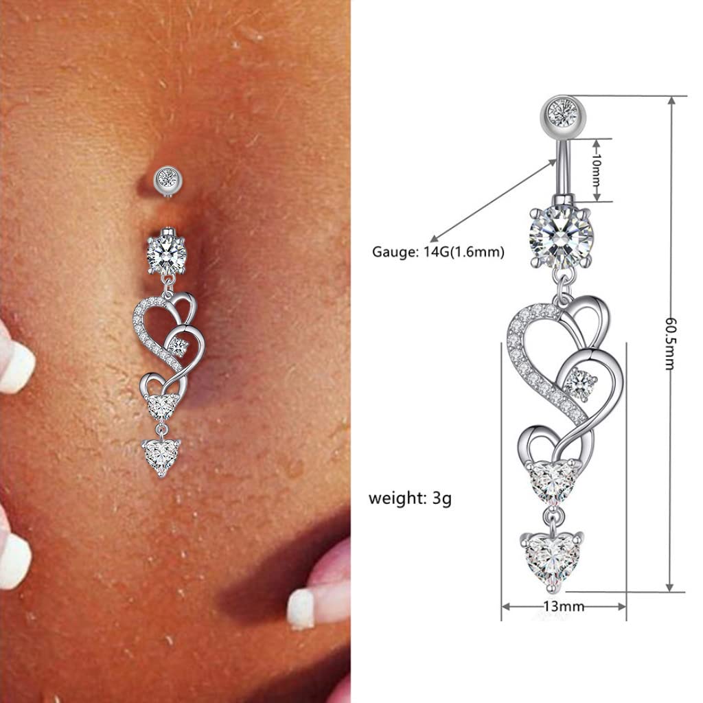 HASTHIP 14g Curved Navel Ring in Stainless Steel with a Shining Cubic Zirconia Detail