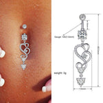 HASTHIP 14g Curved Navel Ring in Stainless Steel with a Shining Cubic Zirconia Detail