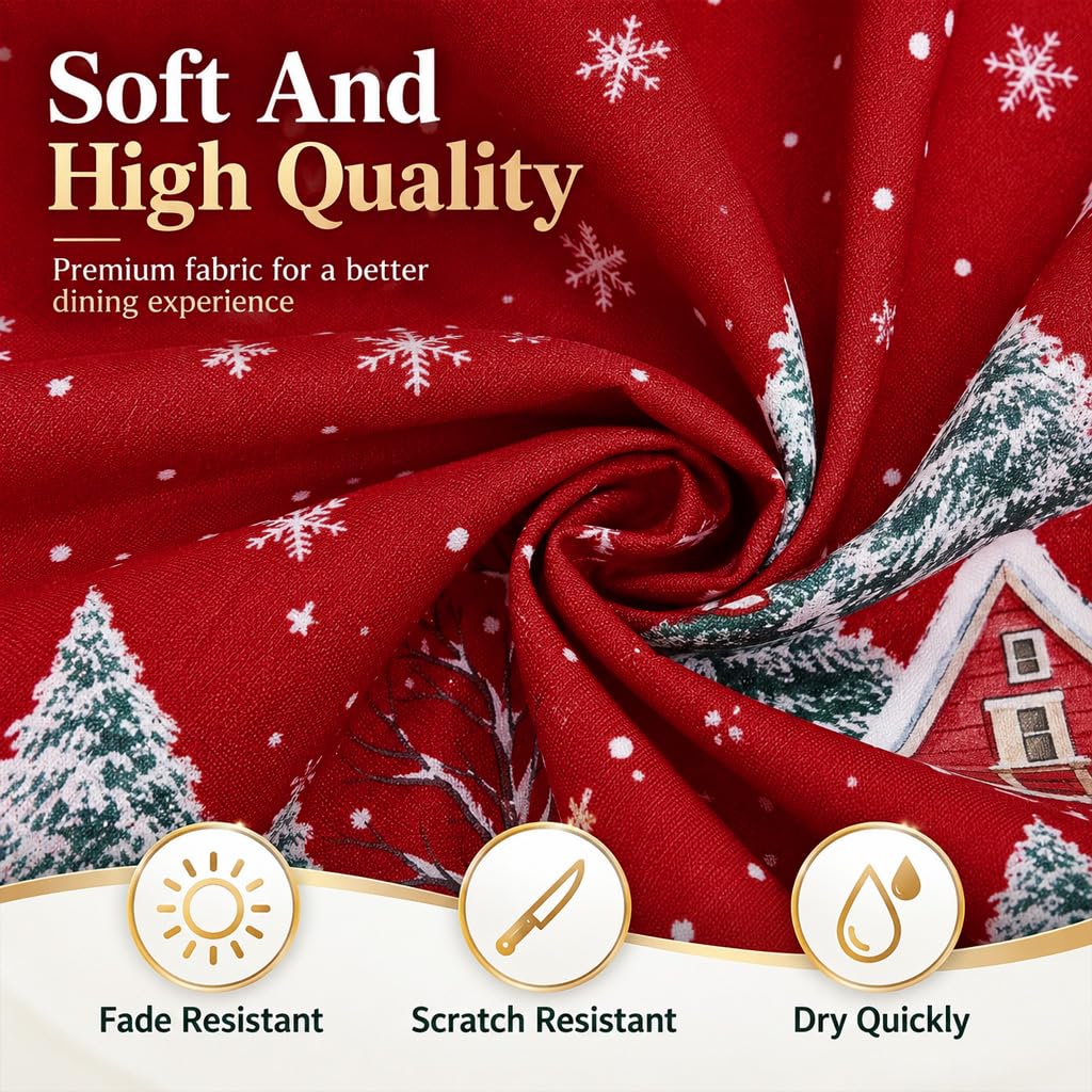 HASTHIP Christmas Tablecloth, 100D Polyester Snowman Pattern, 60 by 90 Inches, 6-Seater Fit
