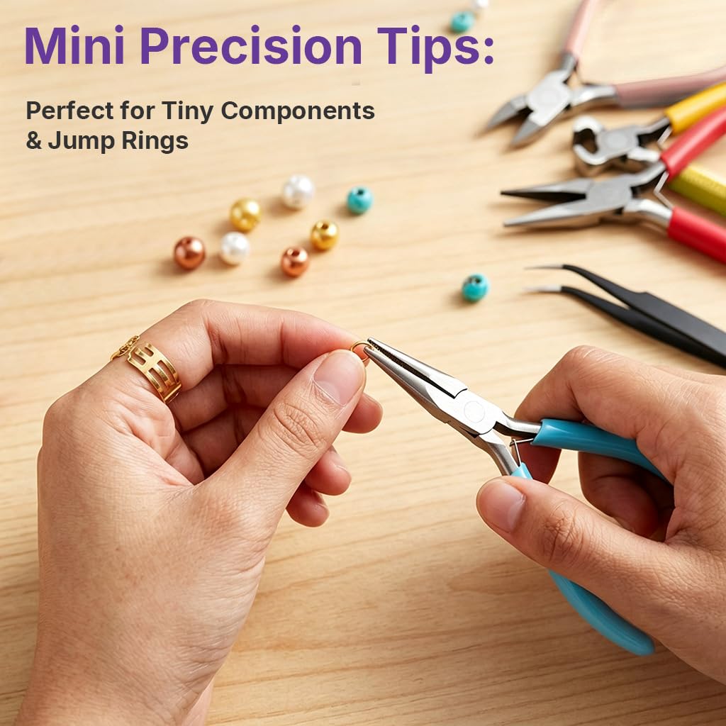 HASTHIP 7pcs Jewelry Pliers Set with Comfortable Grips for Beading and Wire Crafting Projects