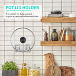 HASTHIP® 4Pcs Wall Pot Lid Holders Rackets Pre-punched Hole Design Stainless Pot Lid Organizer Holder Space Saving Kitchen Utility Wall Brackets for Pot Lids, Pan, Chopping Board