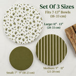 HASTHIP 3 Pack Linen Cotton Bowl Covers with Elastic Fit for Bread Proofing and Meal Prep