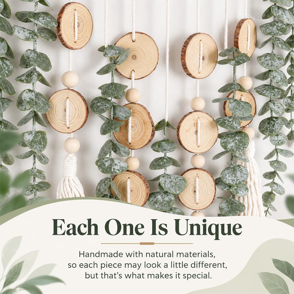 HASTHIP Artificial Eucalyptus Wall Hanging with Green Foliage and 15.7-Inch Wooden Rod