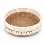 HASTHIP Cotton and Jute Storage Basket, Handwoven Boho Organizer for Cosmetics and Daily Essentials